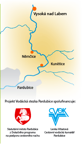 Mapa vodácké stezky Pardubice